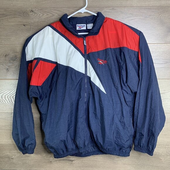 Reebok  Classics Vector Track J Zip Windbreaker Jacket Removable Hood Mens Large - Picture 2 of 10